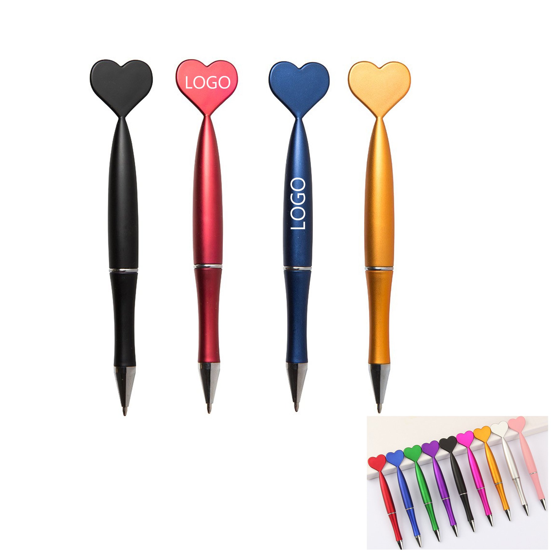 Custom Logo Printed Wholesale Heart Shaped Ballpoint Pen Creative Plastic Ball Pen Cute Twist Advertising Pen