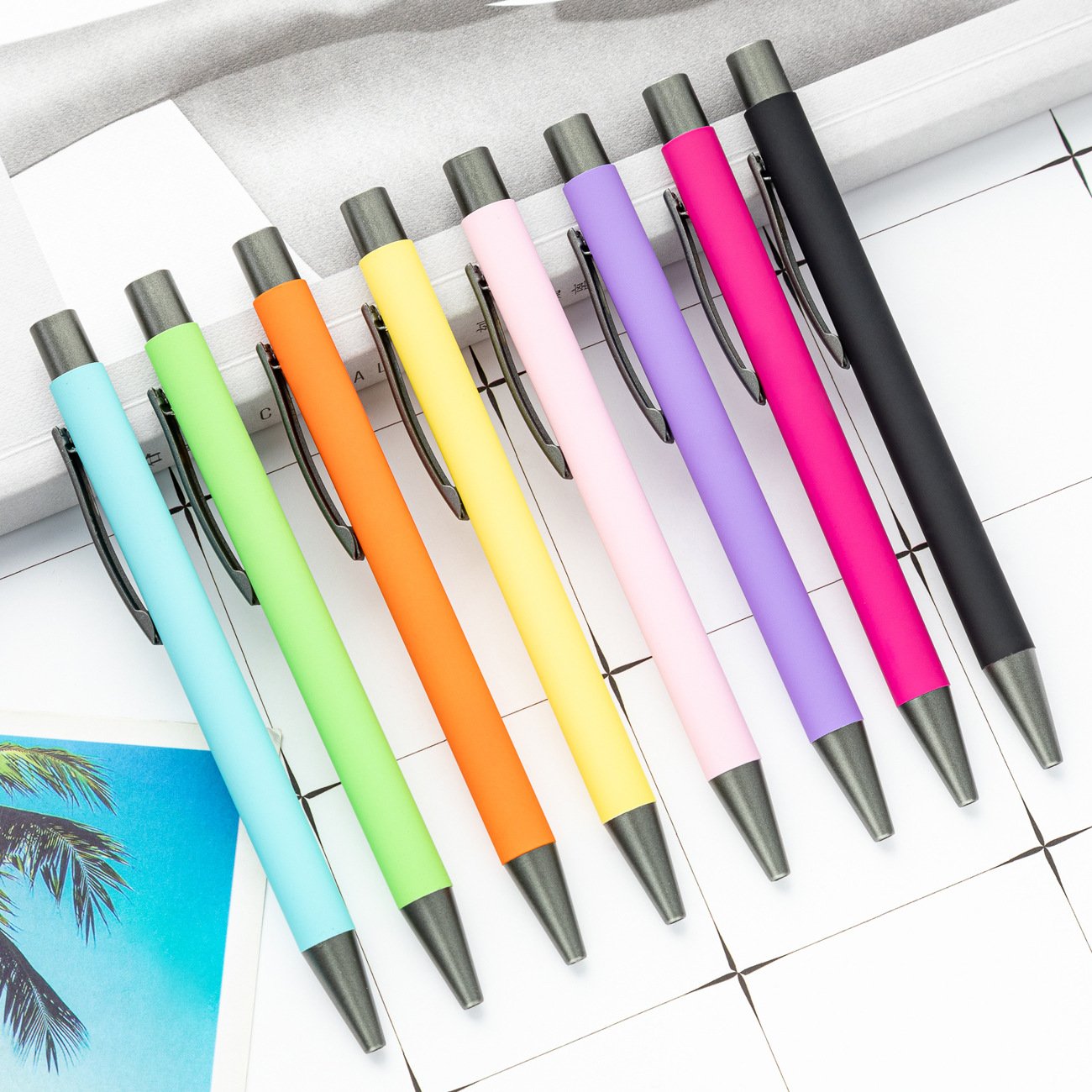 Low MOQ Matte Soft Rubber Coated Ballpoint Gun-Black Metal Custom Laser Engraved Logo Novelty Business Advertising Business