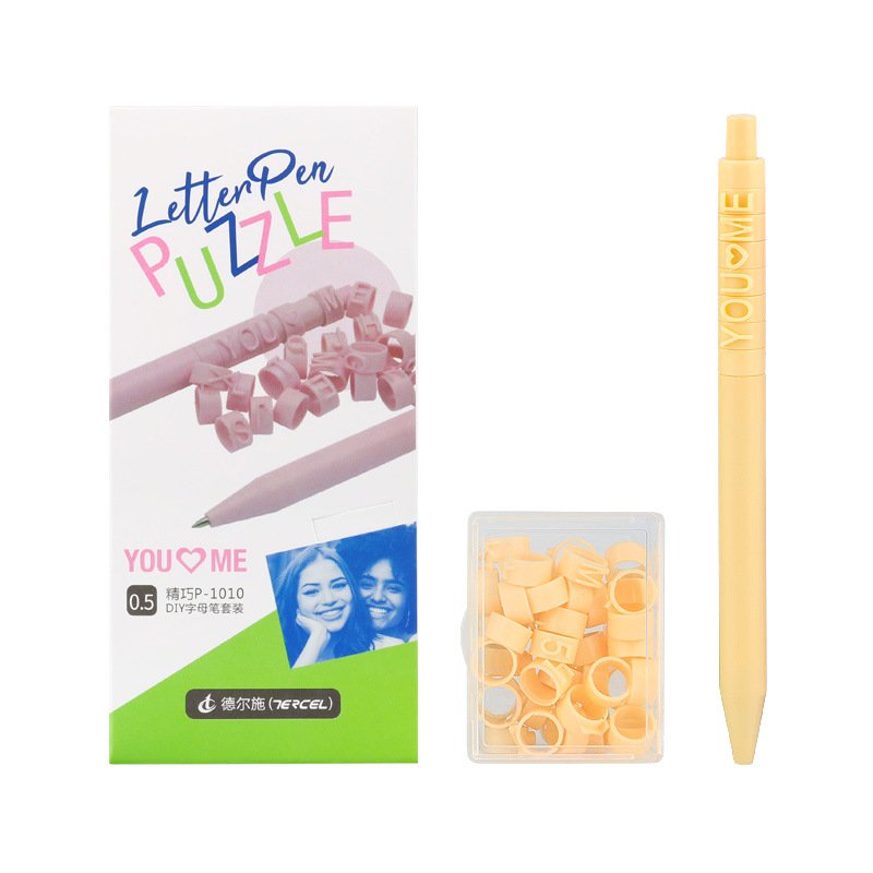 Macaron Office School Letter Puzzle Ballpoint Pens Lot Stationery Supplies 0.5mm Ball Black Ink