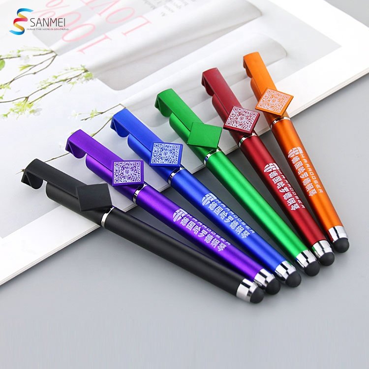 3 in 1 custom cheap stylus touch plastic promotion phone holder ballpoint pen
