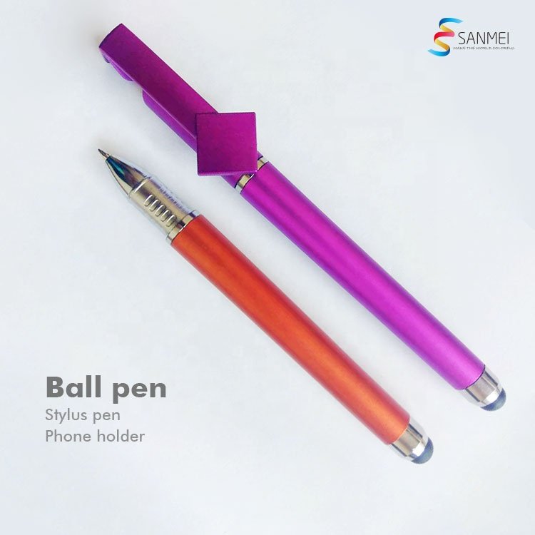 3 in 1 custom cheap stylus touch plastic promotion phone holder ballpoint pen