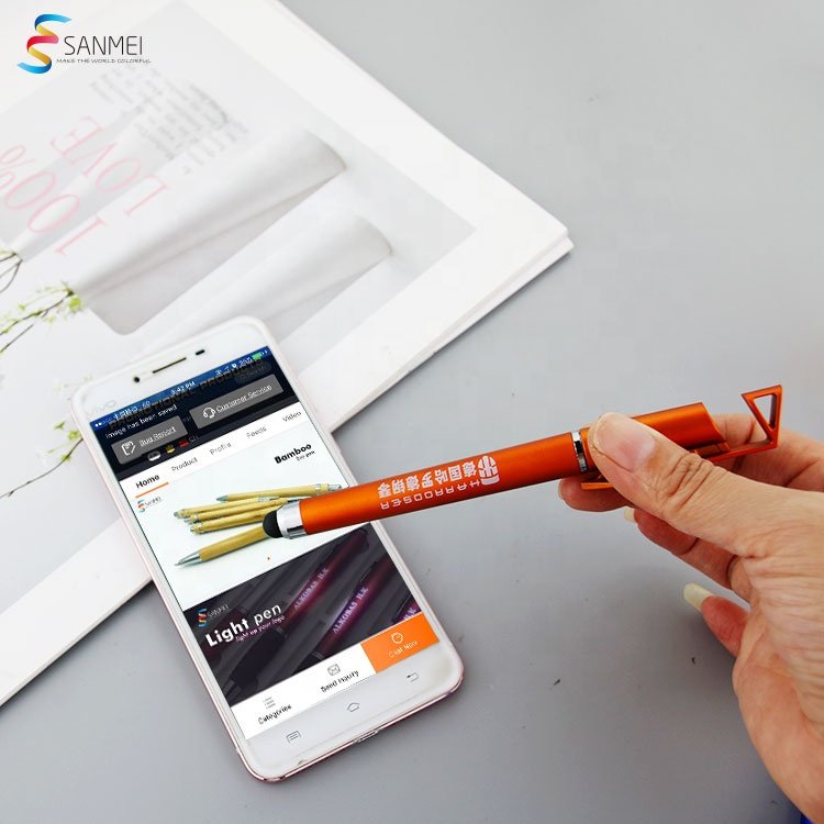 3 in 1 custom cheap stylus touch plastic promotion phone holder ballpoint pen