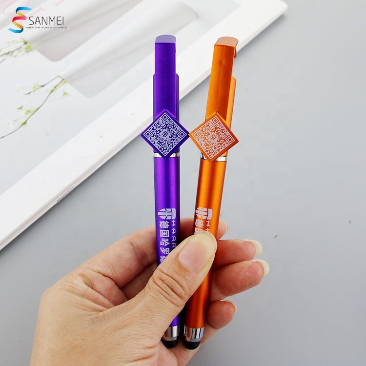 3 in 1 custom cheap stylus touch plastic promotion phone holder ballpoint pen