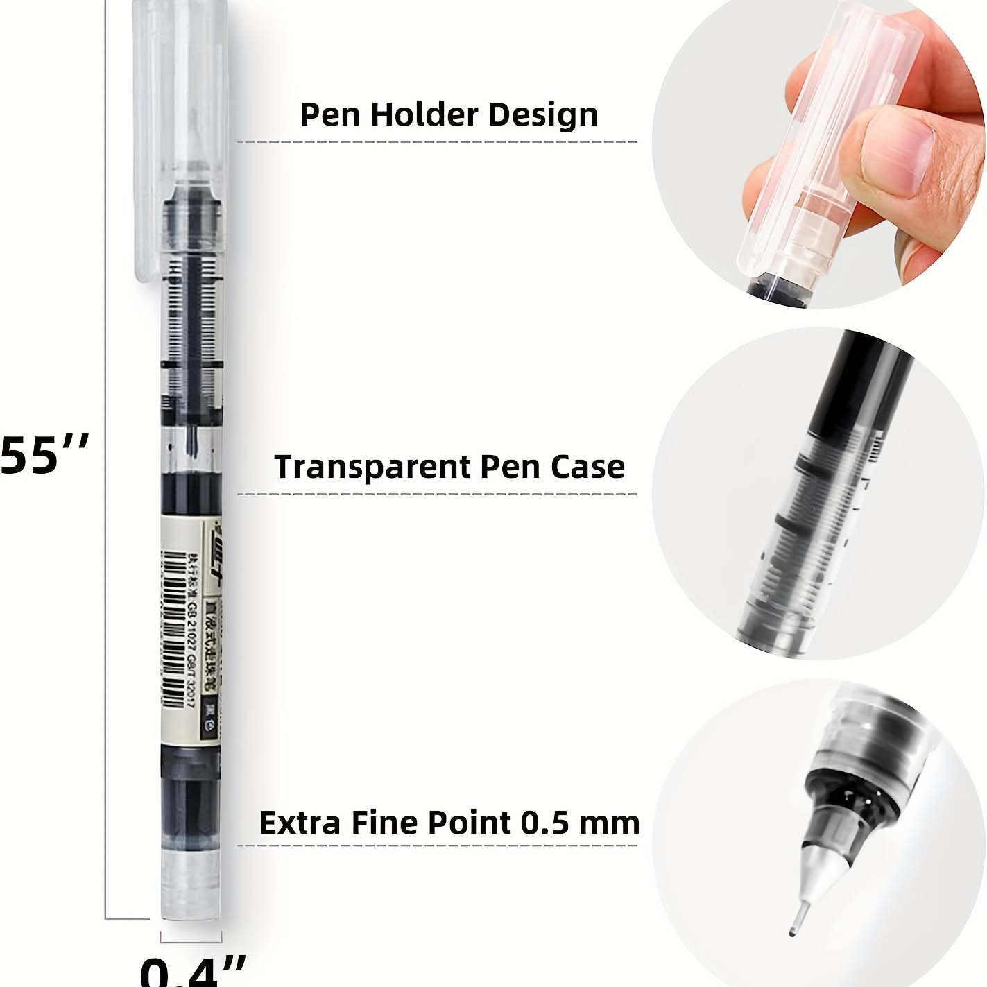 Longorgeous wholesale cheap Straight-liquid ballpoint pen plastic full needle tube large capacity student exam pen quick-drying