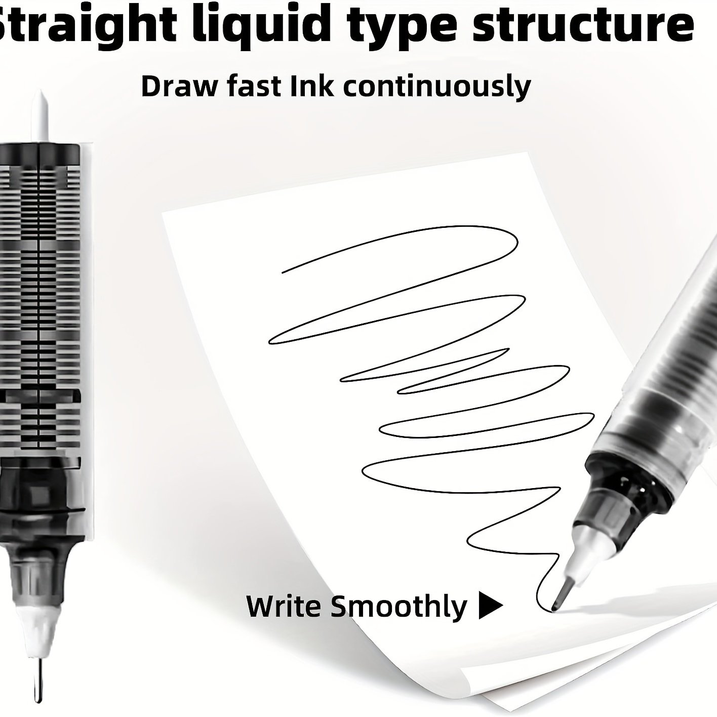 Longorgeous wholesale cheap Straight-liquid ballpoint pen plastic full needle tube large capacity student exam pen quick-drying