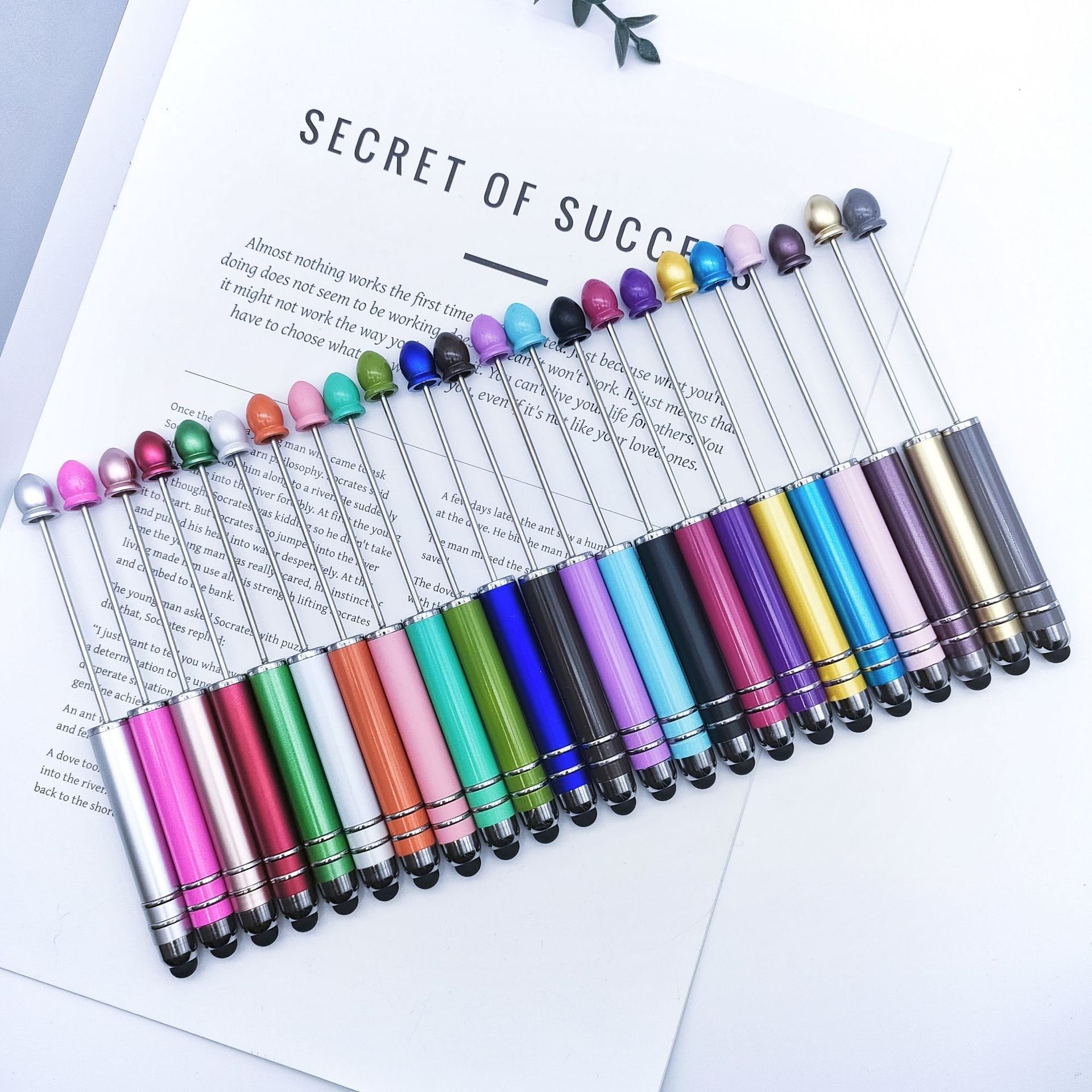 MEGA 2 in 1 charm bead stylus pen creative novelty jewelry DIY touch screen decorative beaded ballpoint pen with custom logo