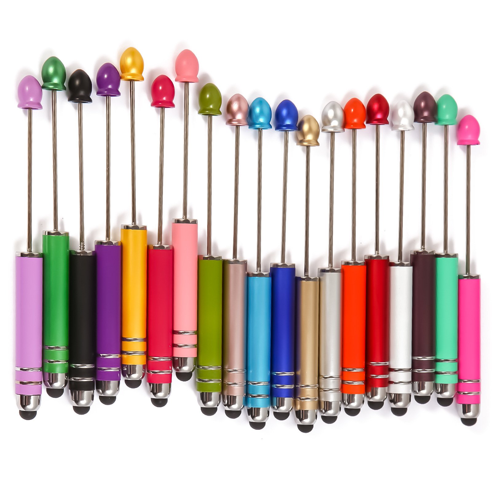MEGA 2 in 1 charm bead stylus pen creative novelty jewelry DIY touch screen decorative beaded ballpoint pen with custom logo