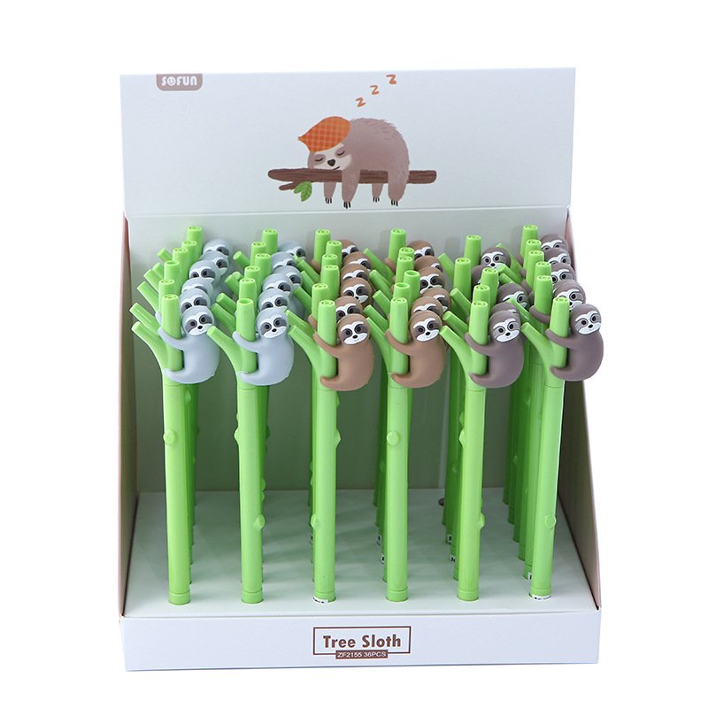 New 3d Pen Cartoon Character Shape Cute Kids Wholesale Neutral Ballpoint Sloth Silicone Neutral Pen