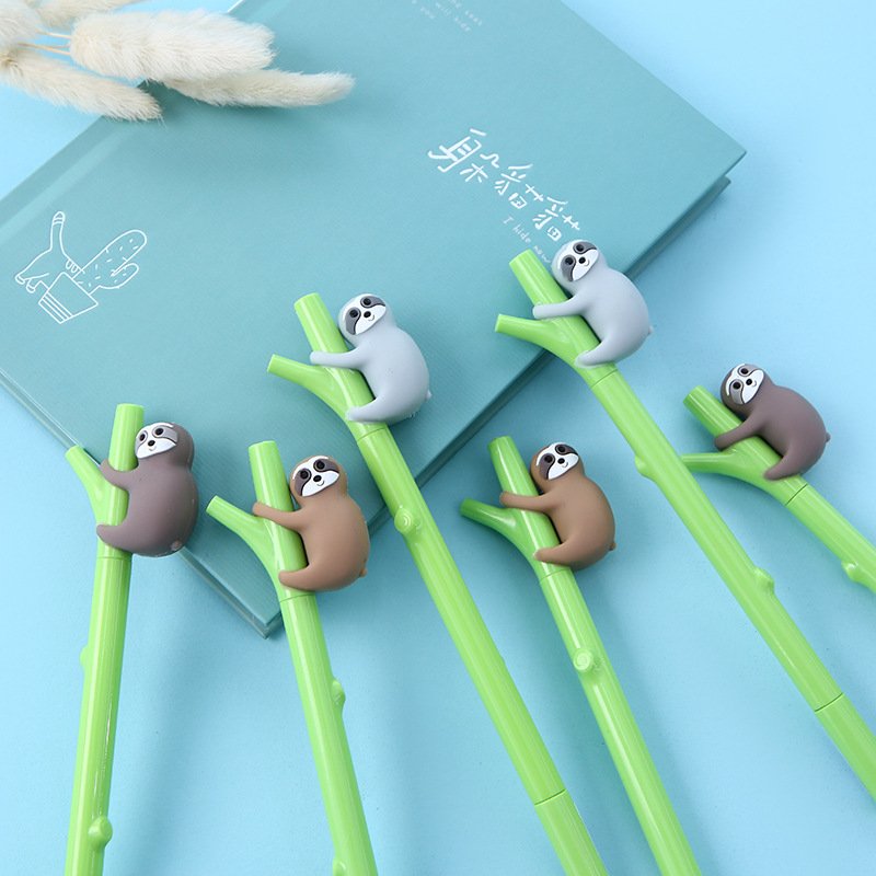 New 3d Pen Cartoon Character Shape Cute Kids Wholesale Neutral Ballpoint Sloth Silicone Neutral Pen