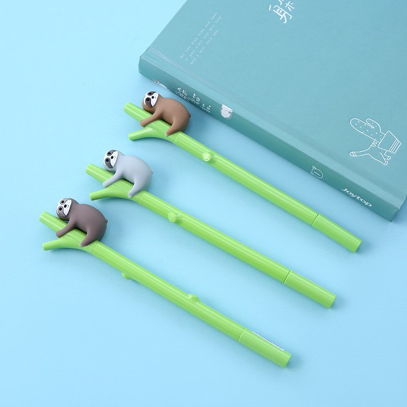 New 3d Pen Cartoon Character Shape Cute Kids Wholesale Neutral Ballpoint Sloth Silicone Neutral Pen