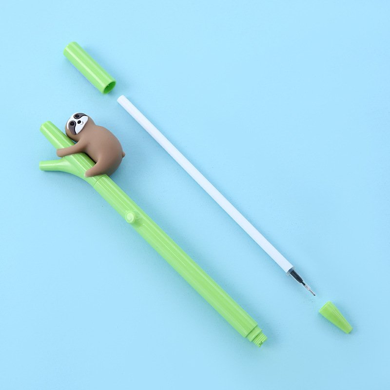 New 3d Pen Cartoon Character Shape Cute Kids Wholesale Neutral Ballpoint Sloth Silicone Neutral Pen
