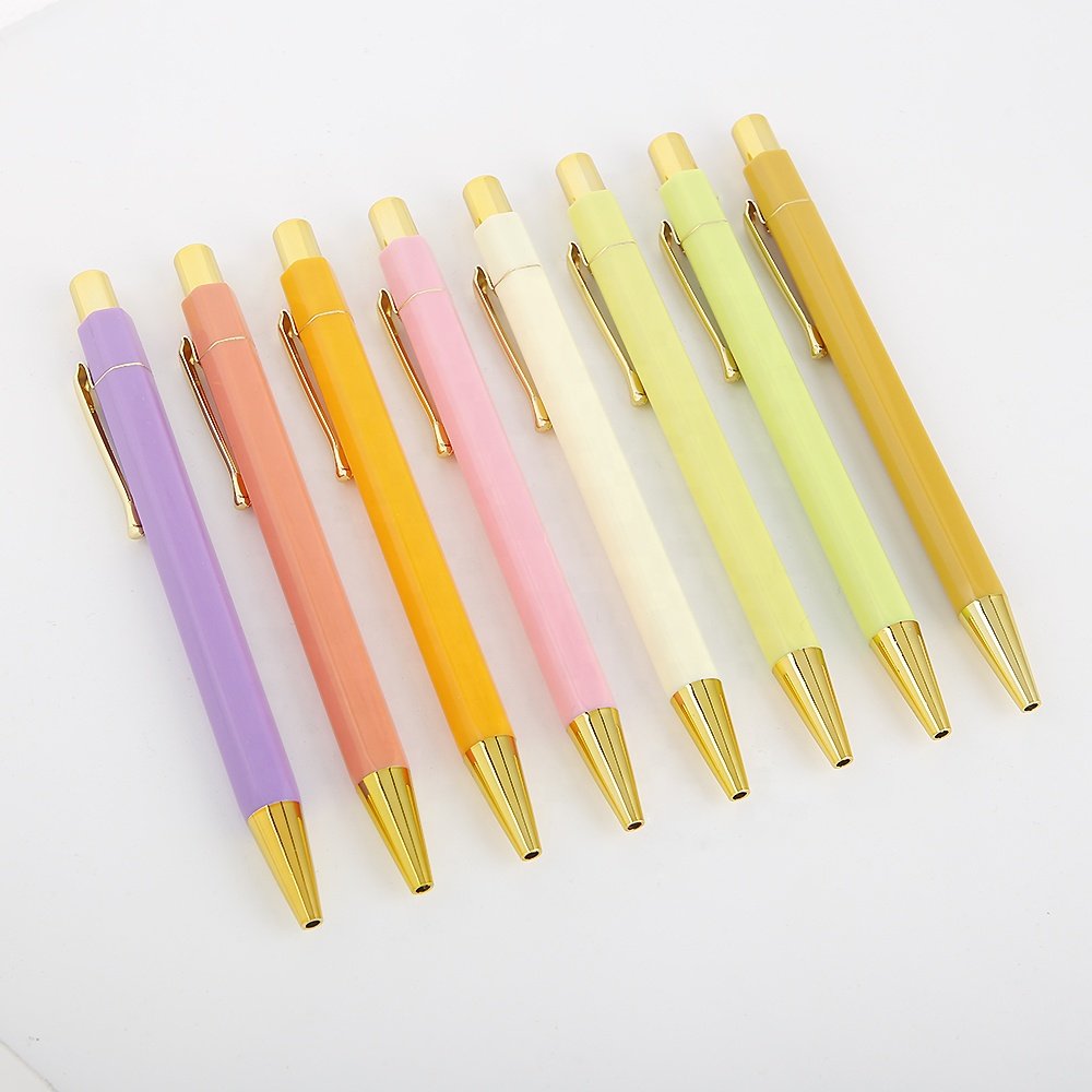 High Quality Gold Hexagon ballpoint pens with custom logo promotional cute color nurse pens
