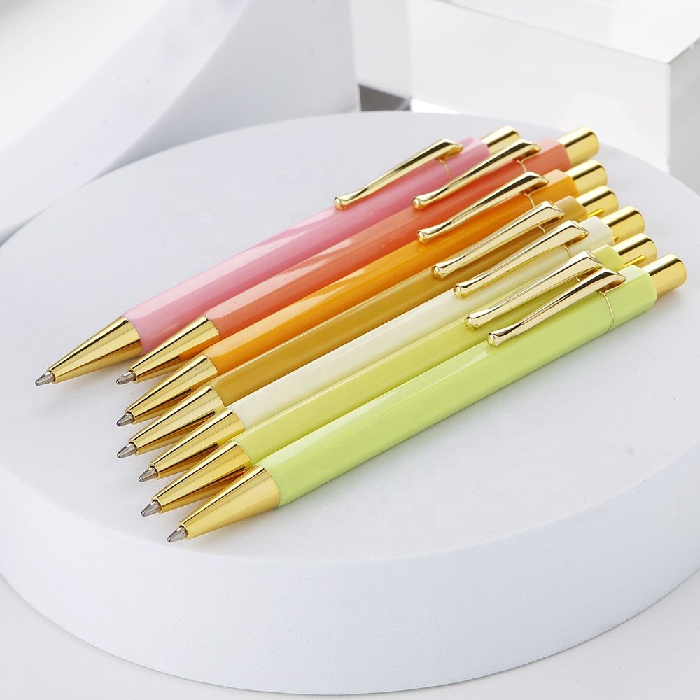 High Quality Gold Hexagon ballpoint pens with custom logo promotional cute color nurse pens