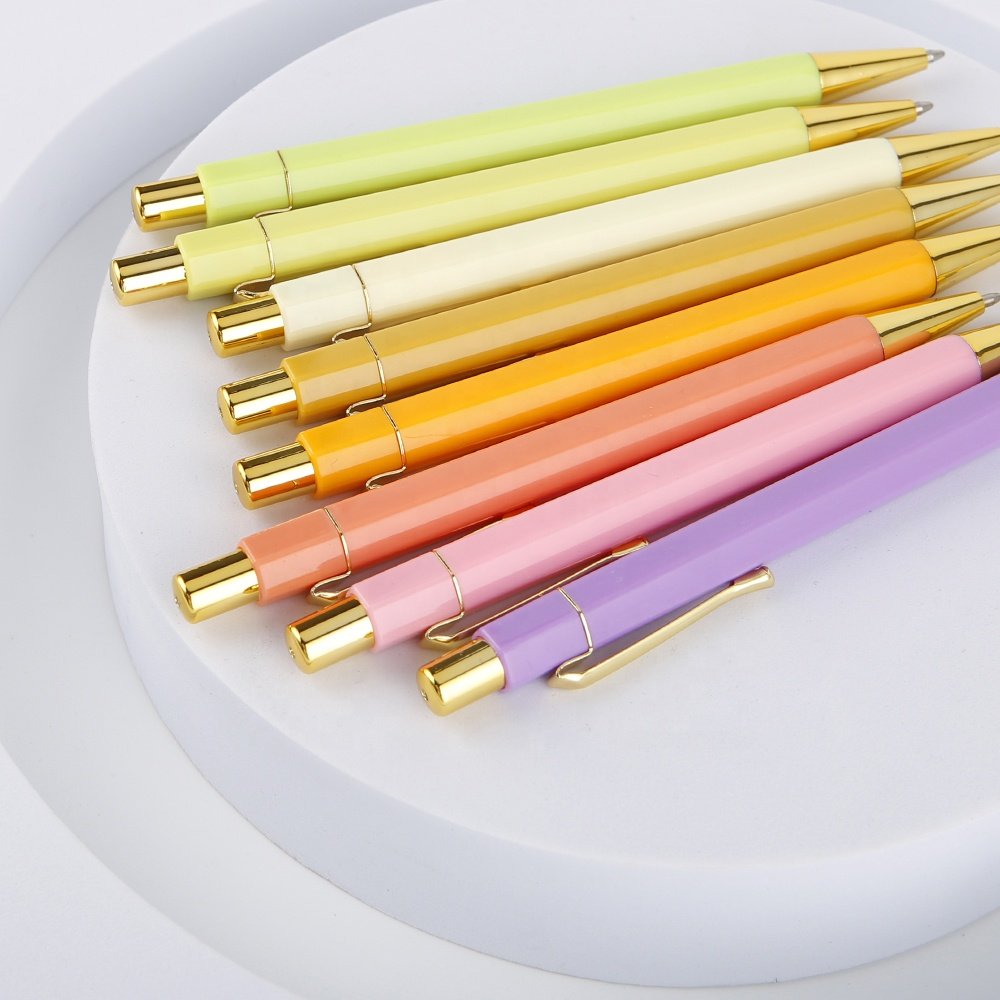 High Quality Gold Hexagon ballpoint pens with custom logo promotional cute color nurse pens