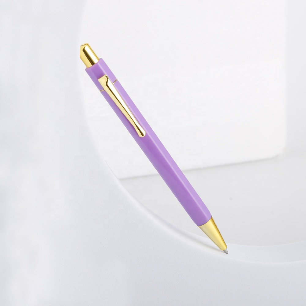 High Quality Gold Hexagon ballpoint pens with custom logo promotional cute color nurse pens