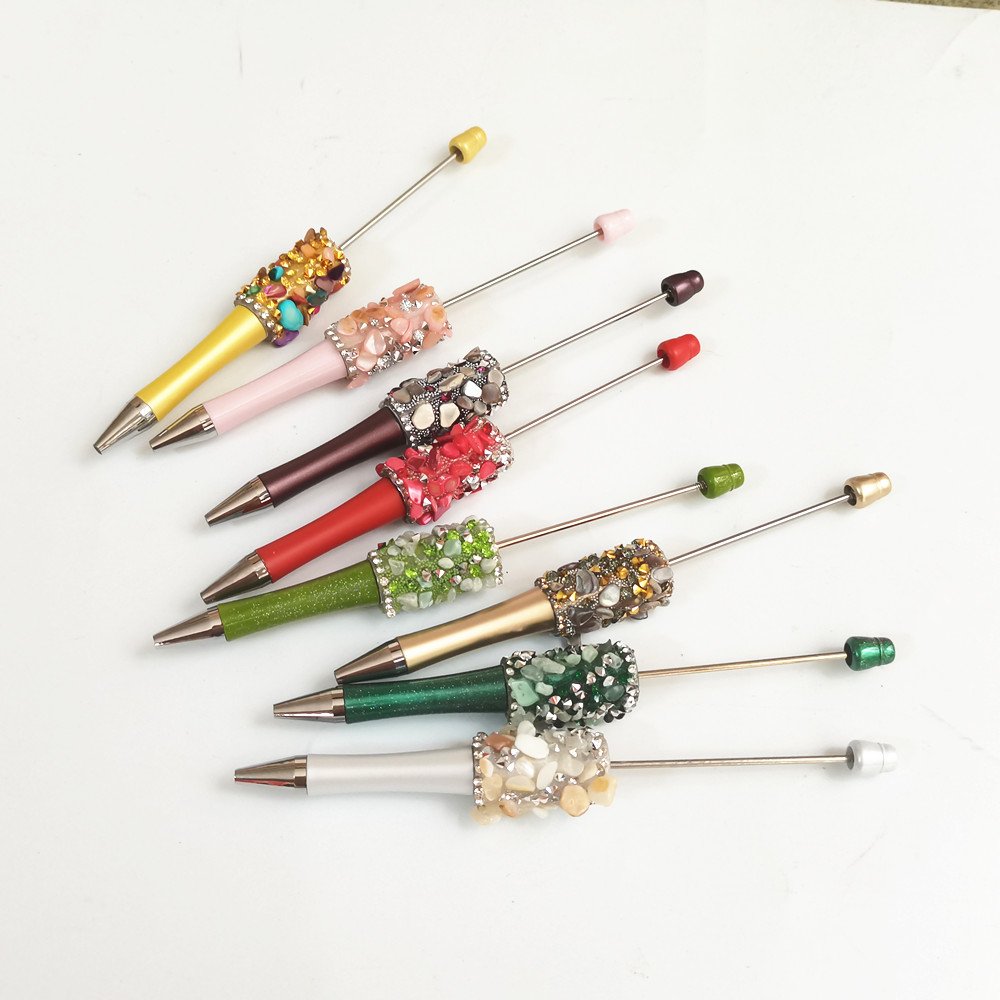 Glass Flower Bead Pen Black Ink Ballpoint Pens Custom Logo for Teacher Bridal Graduation Gift Office Supplies DIY Beadable Pens