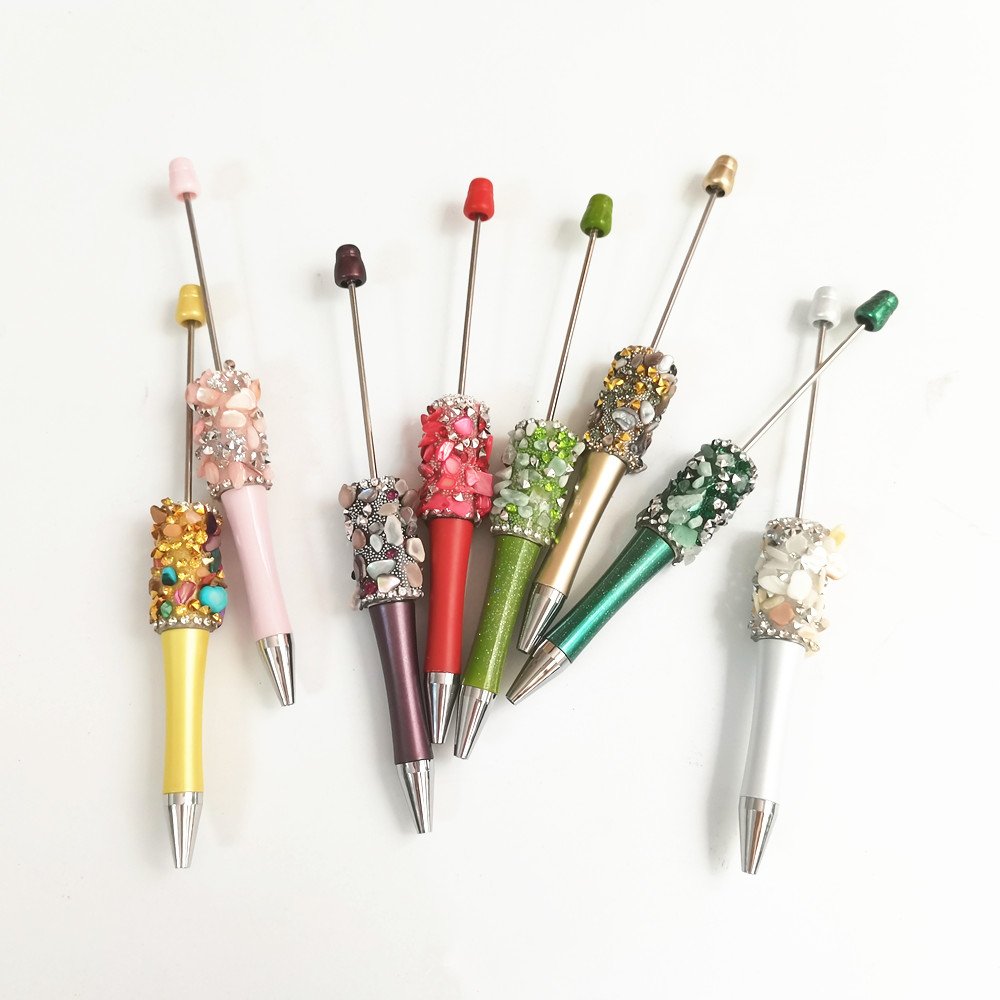 Glass Flower Bead Pen Black Ink Ballpoint Pens Custom Logo for Teacher Bridal Graduation Gift Office Supplies DIY Beadable Pens