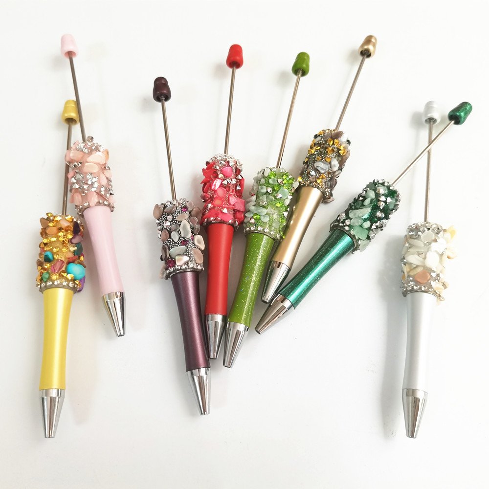 Glass Flower Bead Pen Black Ink Ballpoint Pens Custom Logo for Teacher Bridal Graduation Gift Office Supplies DIY Beadable Pens