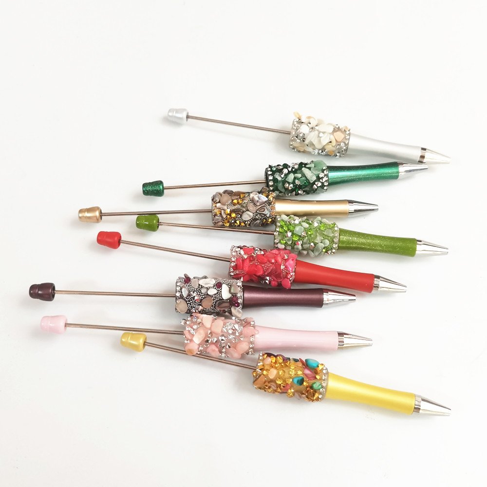 Glass Flower Bead Pen Black Ink Ballpoint Pens Custom Logo for Teacher Bridal Graduation Gift Office Supplies DIY Beadable Pens