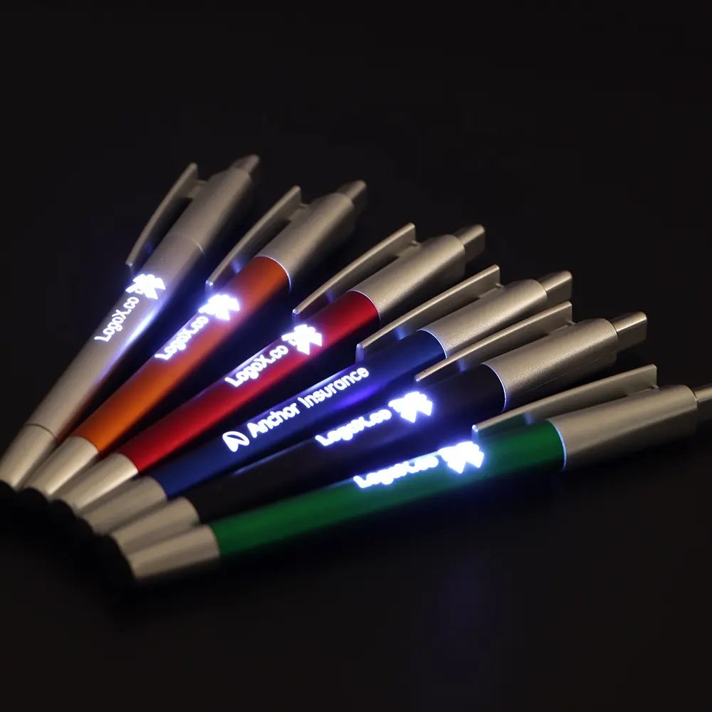 Multifunction promotional Advertising 3 in 1 Smart stationery Stylus Light up Led Custom Ball Ballpoint Pen with laser Logo