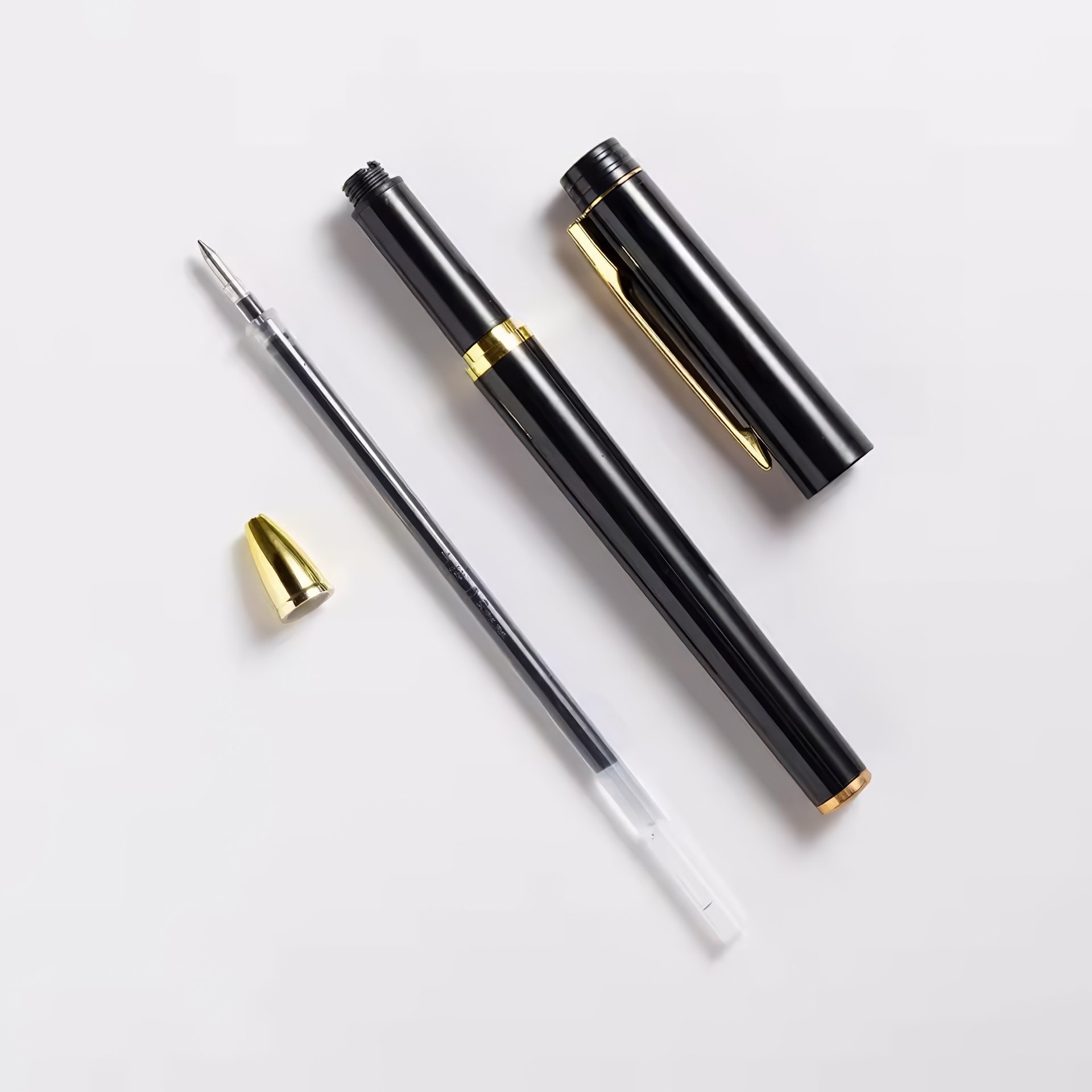 Hot Sale Luxury Custom Logo Gel Pen with 0.5mm Black Ink and White Popular Plastic Office Christmas Gift with Metal Texture