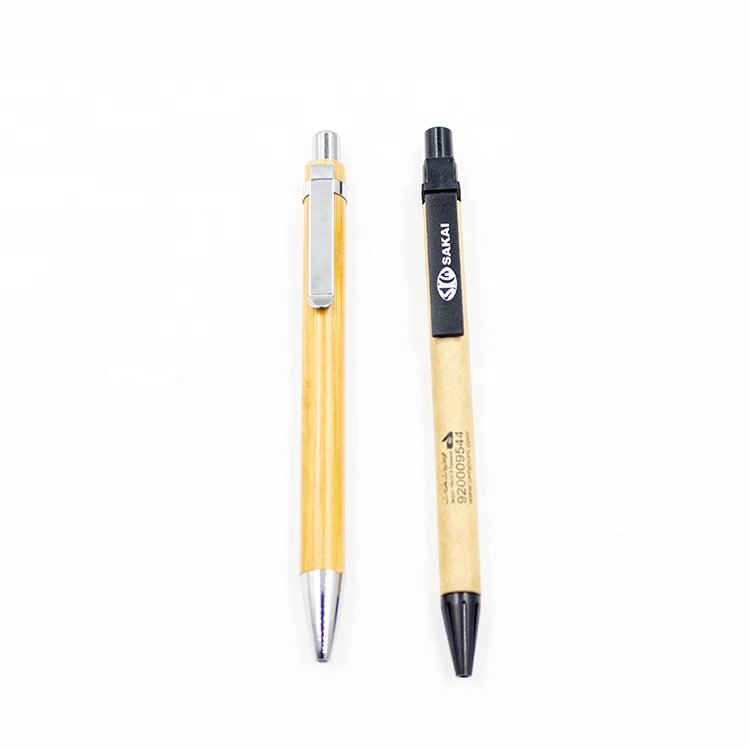 ecologic biodegradable promotional ballpoint pens kraft rolling eco paper metal ball point pen with custom logo