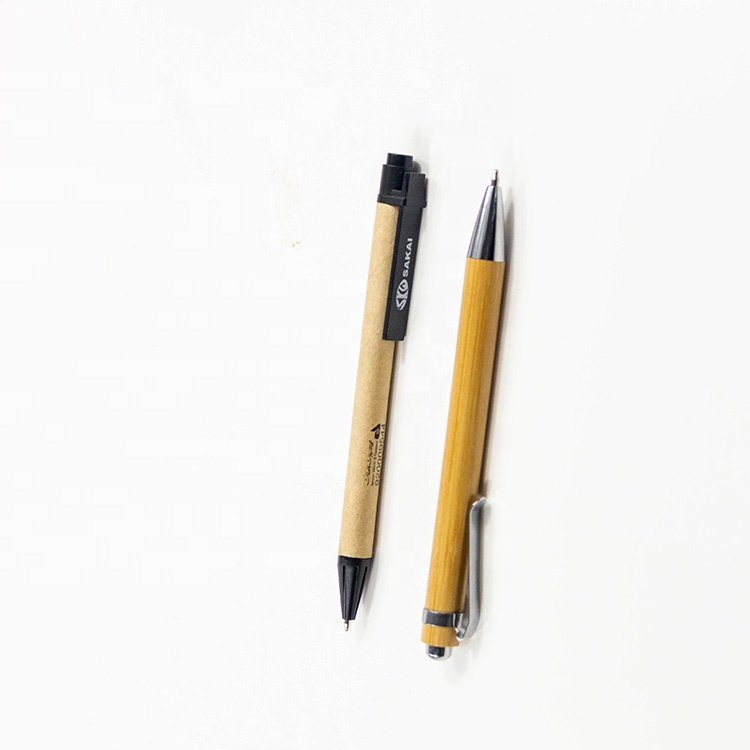 ecologic biodegradable promotional ballpoint pens kraft rolling eco paper metal ball point pen with custom logo