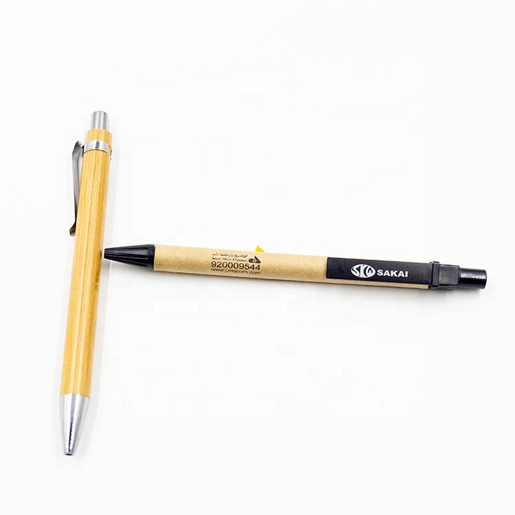 ecologic biodegradable promotional ballpoint pens kraft rolling eco paper metal ball point pen with custom logo