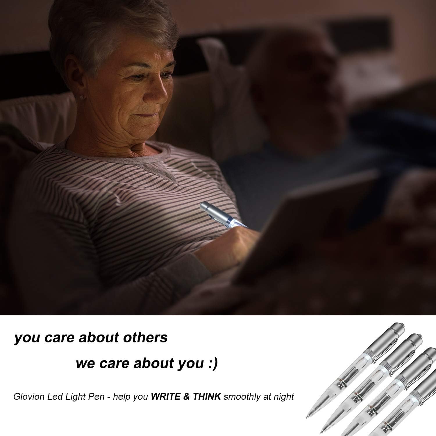 transparent acrylic LED Pen Clear Night Writer Light Up Blank Pen for Night time Writing ballpoint pen