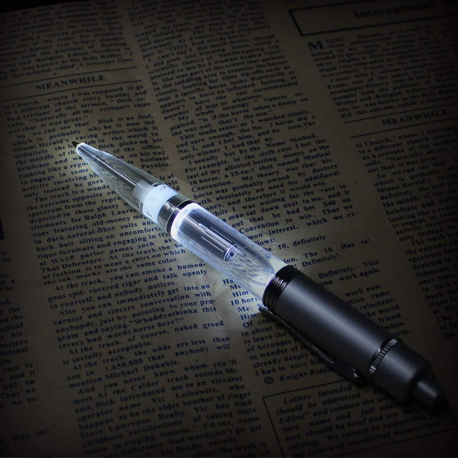 transparent acrylic LED Pen Clear Night Writer Light Up Blank Pen for Night time Writing ballpoint pen