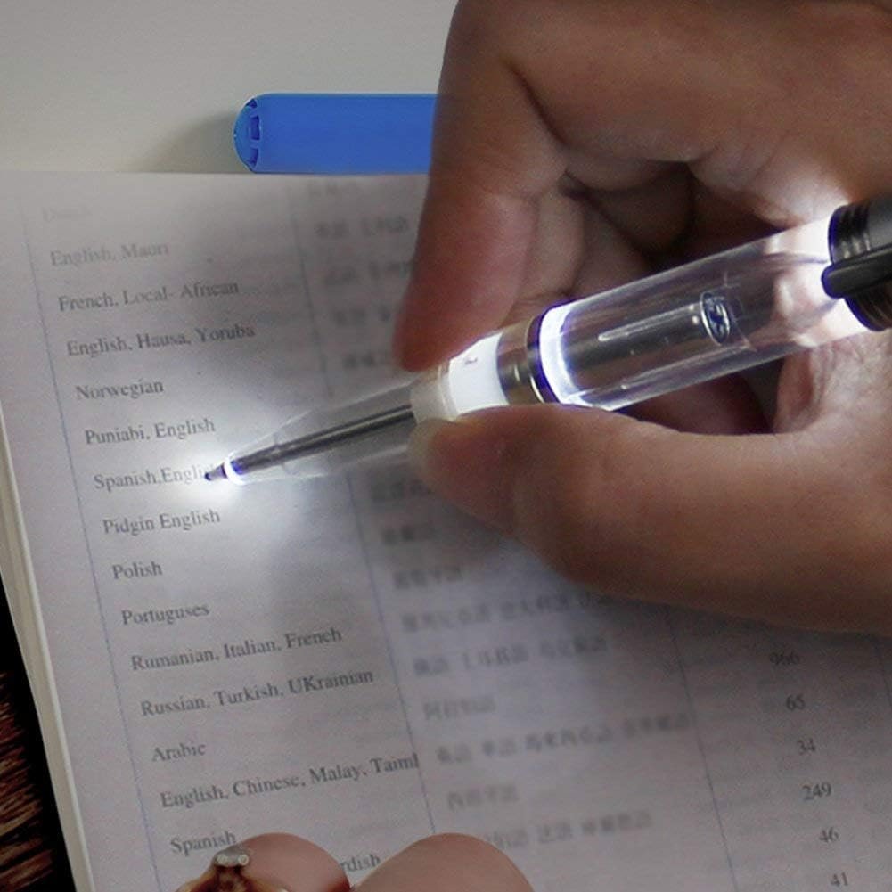 transparent acrylic LED Pen Clear Night Writer Light Up Blank Pen for Night time Writing ballpoint pen