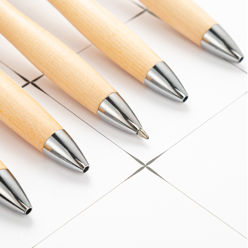 wholesale Bamboo eco customized ballpoint pen wood with multi color clips and printed custom logo ball pen