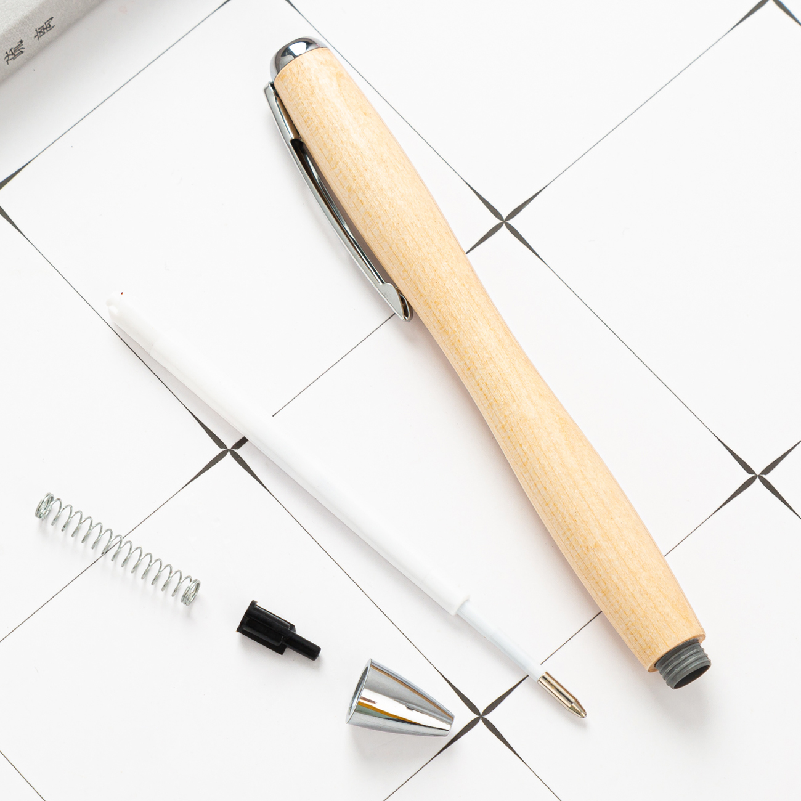 wholesale Bamboo eco customized ballpoint pen wood with multi color clips and printed custom logo ball pen
