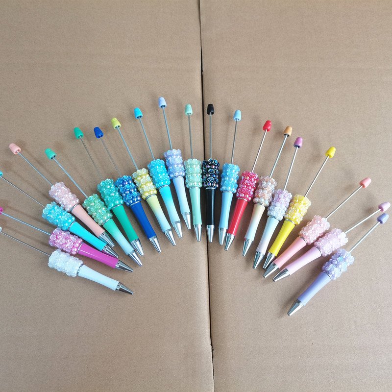 Rose flower Wholesale silicone beads charm accessories printed blanks ballpoint pens diy beaded pens