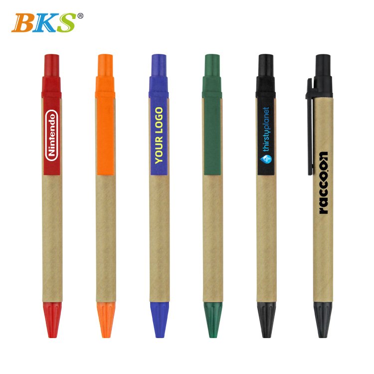 BKS Promotional Logo Custom Recycled Paper Ball Pen Eco-friendly Promotional Ballpoint Pen With Cheap Price