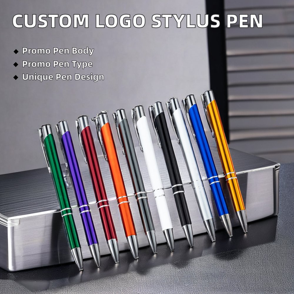 Hot Selling Custom Logo Engraved Soft Touch Screen Stylus Ballpoint Pen 1.0mm Writing Width Personalized Promotional Metal Pen