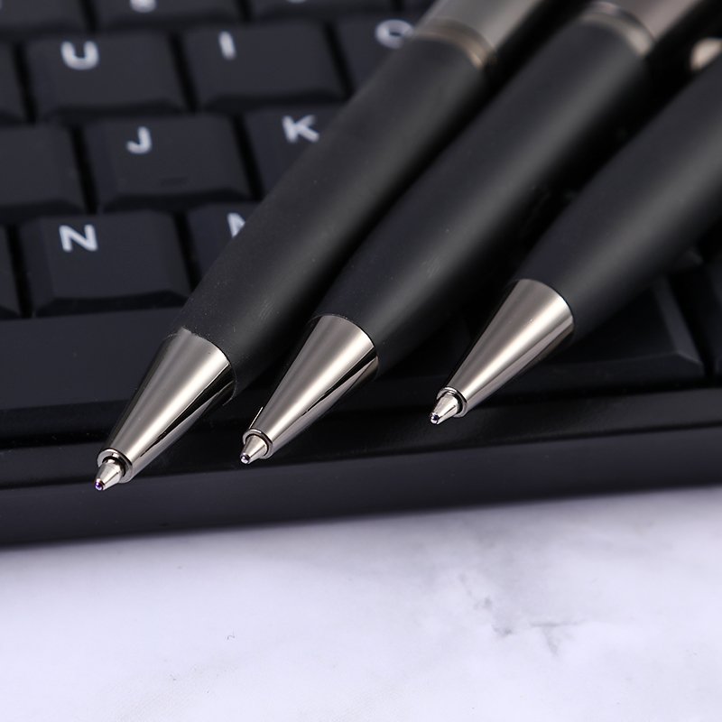 Custom promotional promotion high quality metal ballpoint carbon black pen with logo