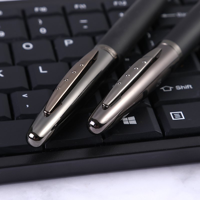 Custom promotional promotion high quality metal ballpoint carbon black pen with logo