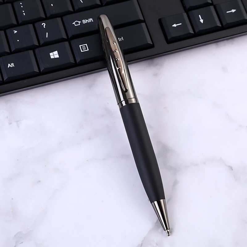 Custom promotional promotion high quality metal ballpoint carbon black pen with logo