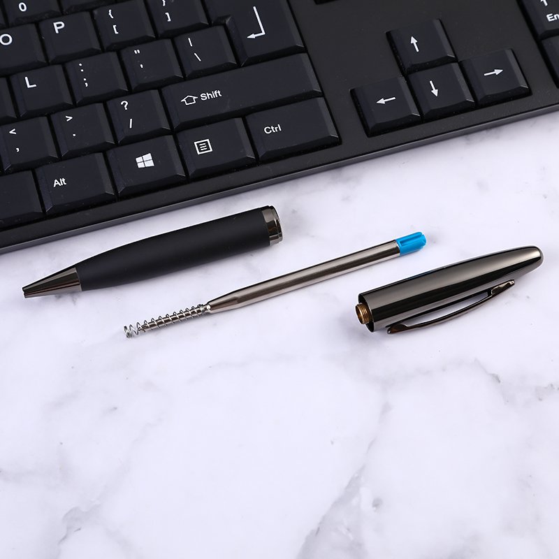 Custom promotional promotion high quality metal ballpoint carbon black pen with logo