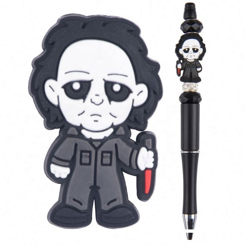 2023 new design silicone cartoon Bead Pens Decorative mermaid bead Pens Gift diy Charms Ballpoint Pens