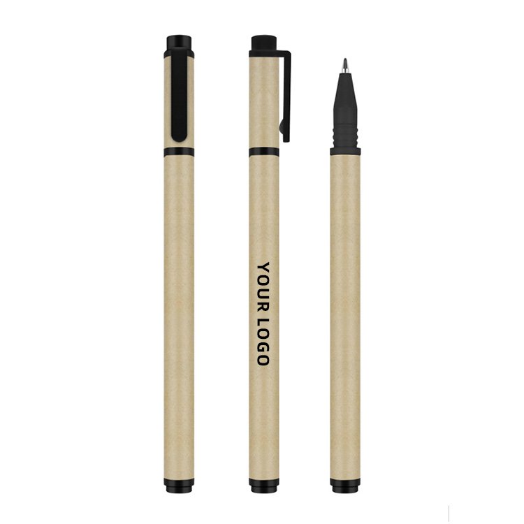 Eco-Friendly Black Ballpoint Pen recycled paper pen with custom logo kraft paper pen
