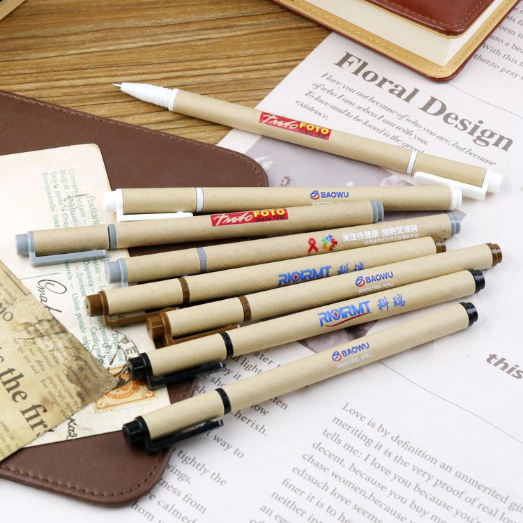 Eco-Friendly Black Ballpoint Pen recycled paper pen with custom logo kraft paper pen