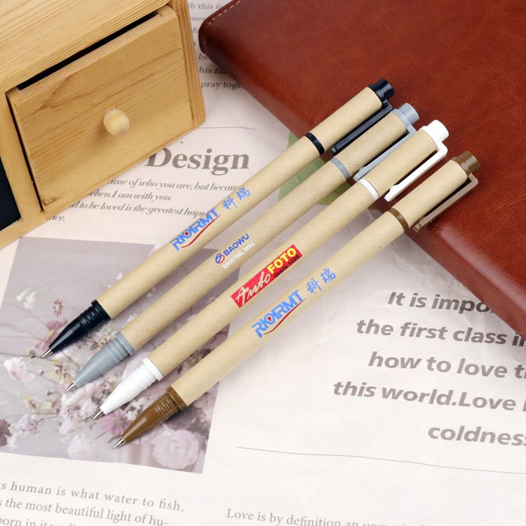 Eco-Friendly Black Ballpoint Pen recycled paper pen with custom logo kraft paper pen