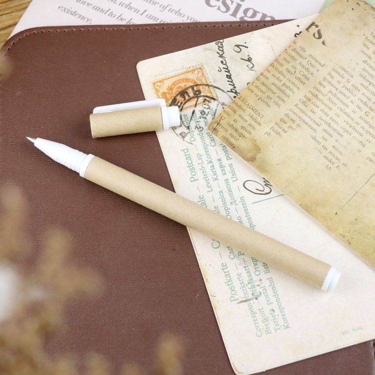 Eco-Friendly Black Ballpoint Pen recycled paper pen with custom logo kraft paper pen