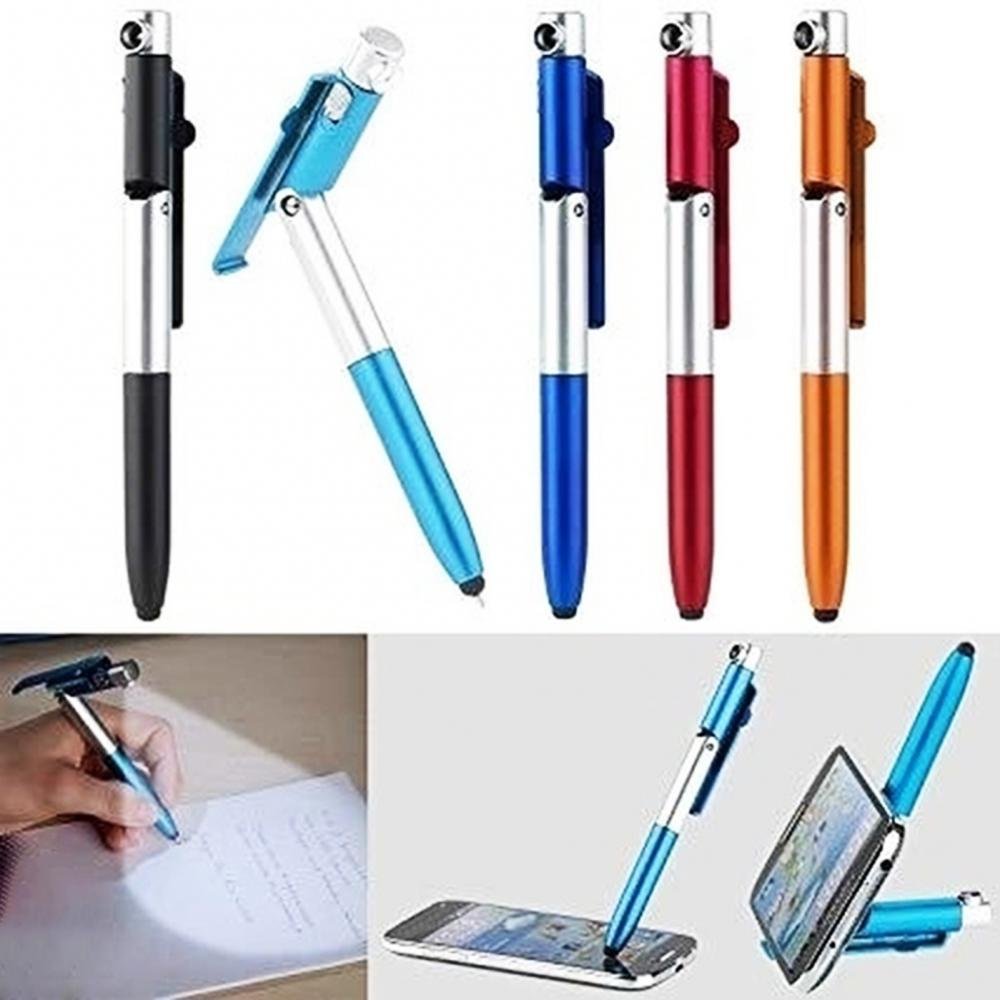 4 in 1 All in one Ballpoint Pen Foldable LED Light Mobile Phone Rack Touch Ballpoint Pen