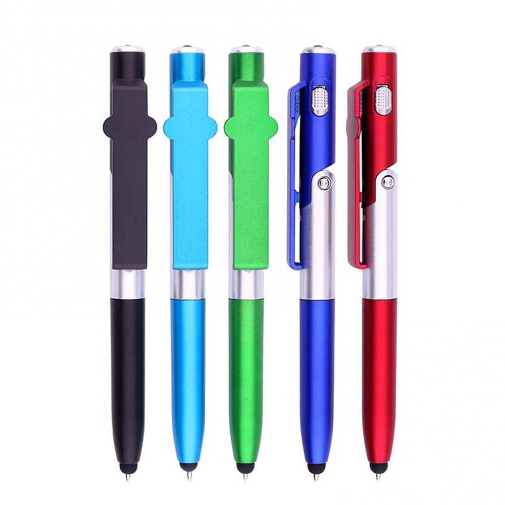 4 in 1 All in one Ballpoint Pen Foldable LED Light Mobile Phone Rack Touch Ballpoint Pen