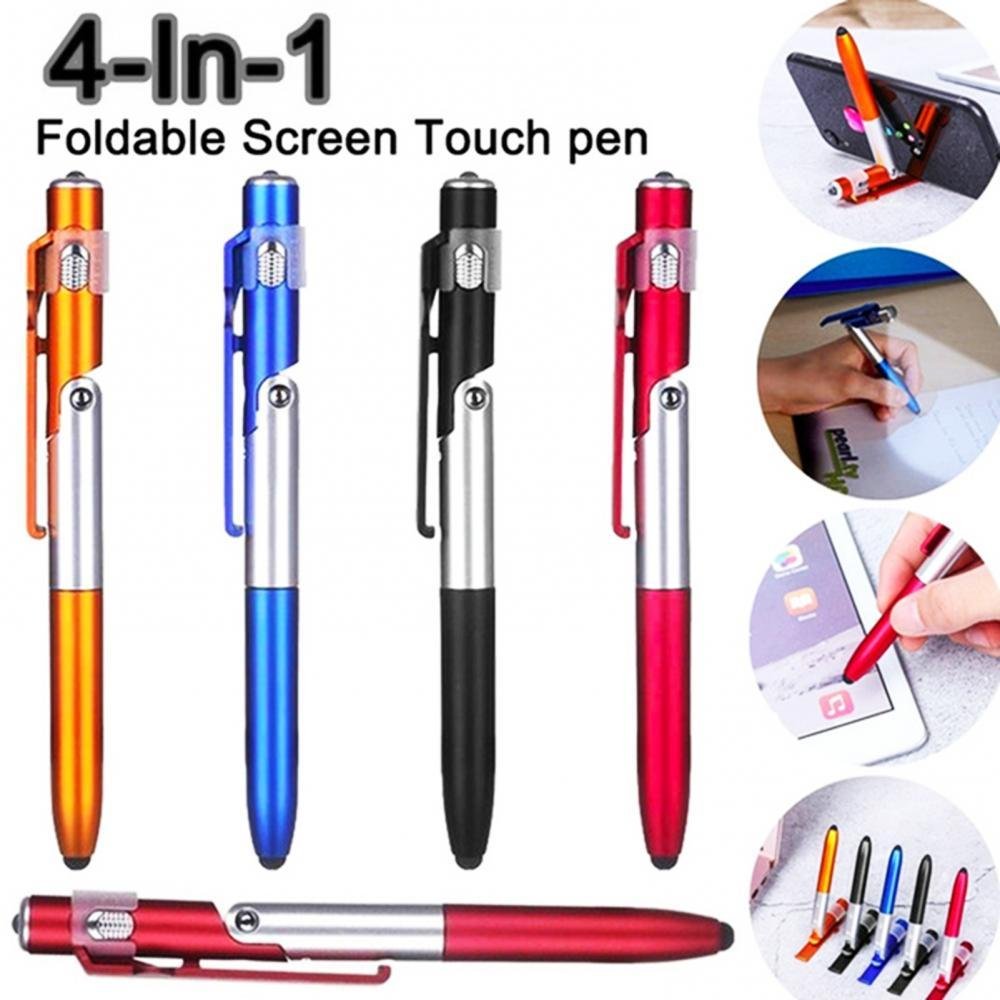 4 in 1 All in one Ballpoint Pen Foldable LED Light Mobile Phone Rack Touch Ballpoint Pen