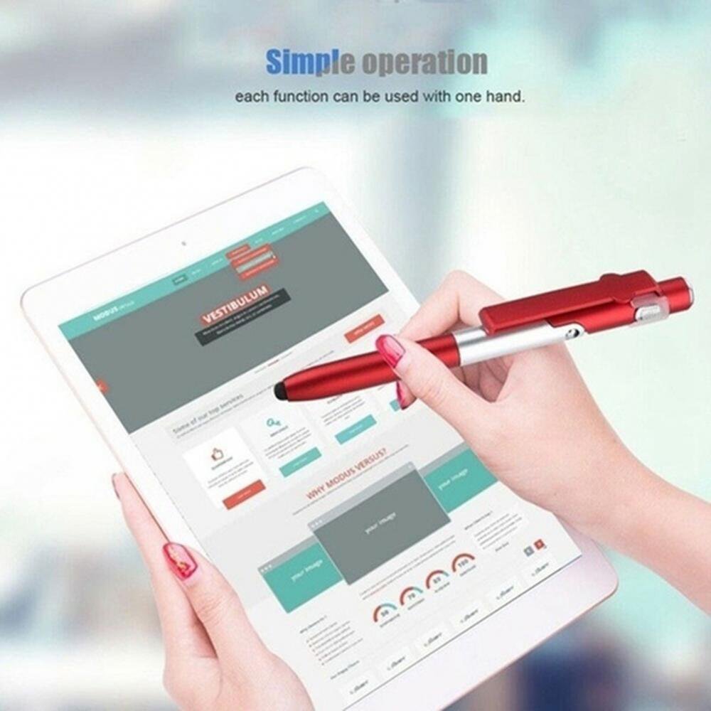 4 in 1 All in one Ballpoint Pen Foldable LED Light Mobile Phone Rack Touch Ballpoint Pen