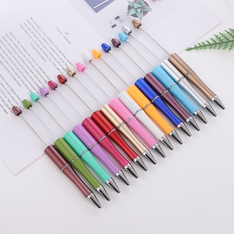 New Design DIY Plastic Ballpoint Pen Gift For Kids UV Color Personalized Ball Beaded Pens Signature Pen 1010